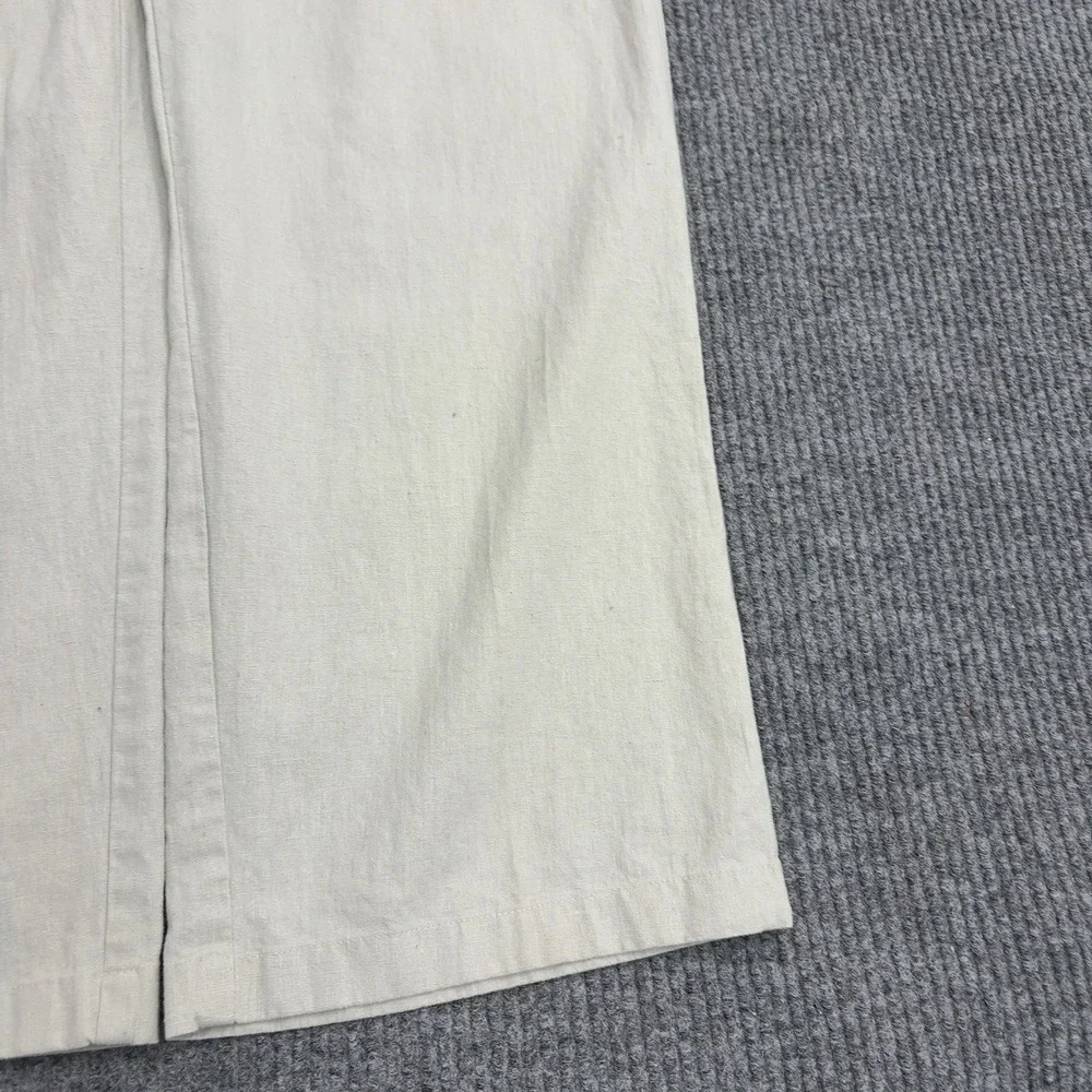 Pine Grove Pants Mens 40 Beige Linen Cotton Pleated Elastic Waist Casual Classic